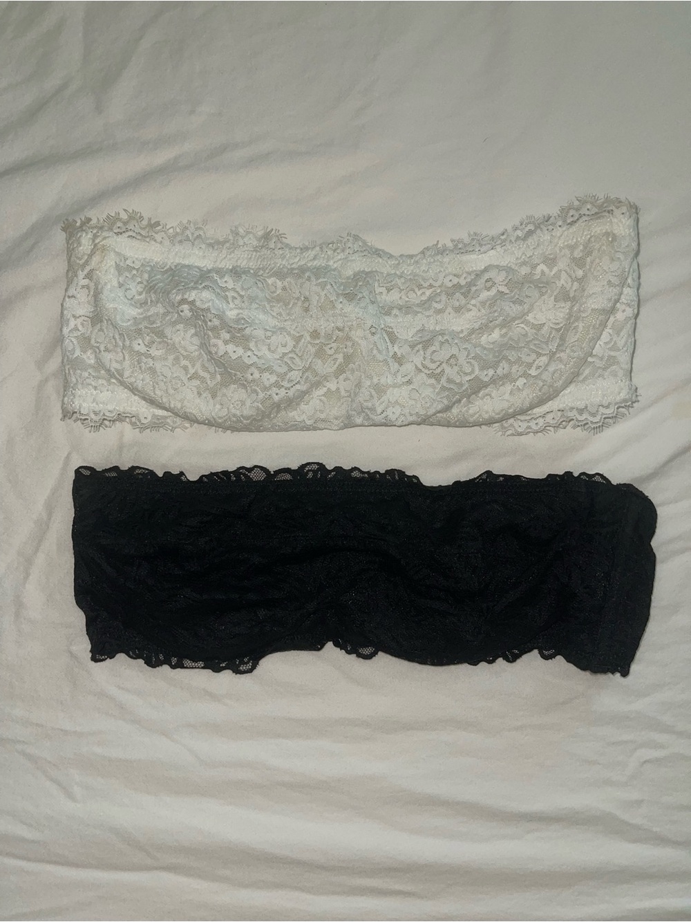 Aerie Lace strapless bra Bandeau Bralette Set - White & Black